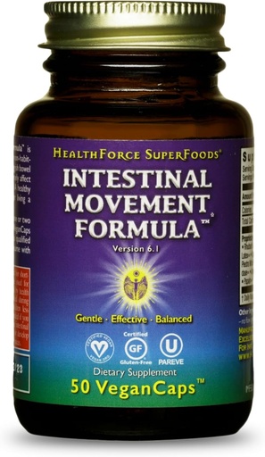 [BRSWIYINDIPGADQ7] HEALTHFORCE SUPERFOODS Intestinal Movement Formula - Natural Laxative Supports Bowel Regularity - All-Natural Digestion Supplement to Support Constipation - Gluten-Free & Vegan - 50 Caps
