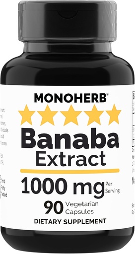 [BRSWYZQ5AAMGC335] MONOHERB Extract de Banaba 1000 mg - 90 capsule vegetariene - 2% Acid corosolic