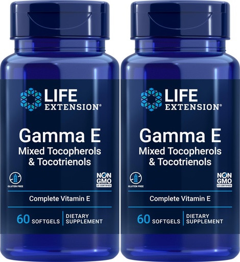 [BRSWGZADO4ARUFA2] Life Extension Gamma E Mixed Tocopherols & Tocotrienols 60 Softgels (Pack of 2)