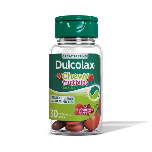 [BRSW2BT5CB5BO2T5] Dulcolax Saline Laxative Chewy Fruit Bites, Fast-Acting Laxative & Gentle Constipation Relief, Cherry Berry Flavor, Magnesium Hydroxide 600 mg, 30 Count