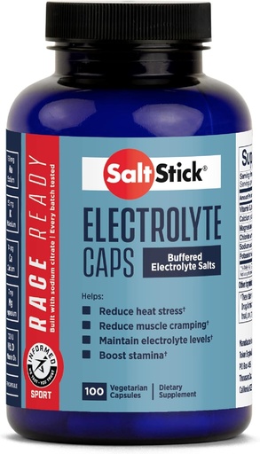 [BRSRMFDYPIHRUALU] SaltStick Race Ready Electrolyte Capsules | Informerad Sport Certified Electrolytes | Salt Pills / tabletter för körning | Sport Nutrition Hydration, hjälper till att minska muskelkramper | 100 kapslar