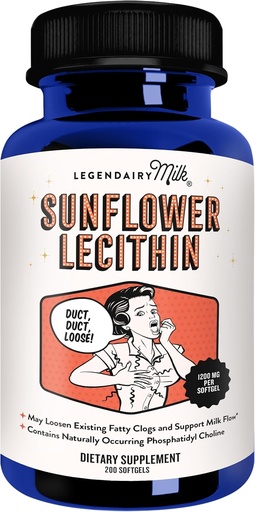 [BRSWGEACCF7GGFY3] Legendairy Milk Sunflower Lecithin 1200mg, Lactation Support, Sunflower Lecithin Supplement for Clogged Milk Ducts, Made in USA, 200 Softgels