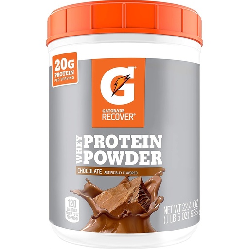 [BRSWKEAOCJ4B63L4] Gatorade Whey Protein Powder, Chocolate, 22.4 Ounce (20 servings per canister, 20 grams of protein per serving)