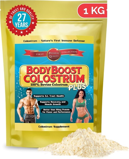 [BRSWGFLRBEHRAH3G] BodyBoost Colostrum Whole,% 100 Bovine Colostrum Toz, Immune ATM Supplement with Immunoglobulin & Lactoferrin,Grass Fed Colostrum, Gut Health & Muscle Growth, Diverse Intake, 1 kg, 35 oz