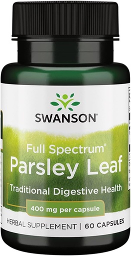 [BRSWIYLQOEMBWELI] Swanson Full- Spectrum Persley Leaf Extract - Urtetilskud fremme fordøjelsessygdomme - Naturlig formel støtte GI Tract Health - (60 kapsler, 400mg hver)