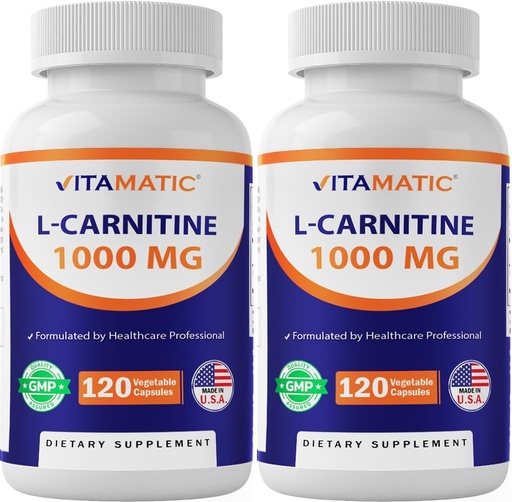 [BRSROZD5DN7W2HI2] Vitamatic L-Carnitine Fumarate 1000 mg - 120 Vegetable Capsules (2 Bottles)