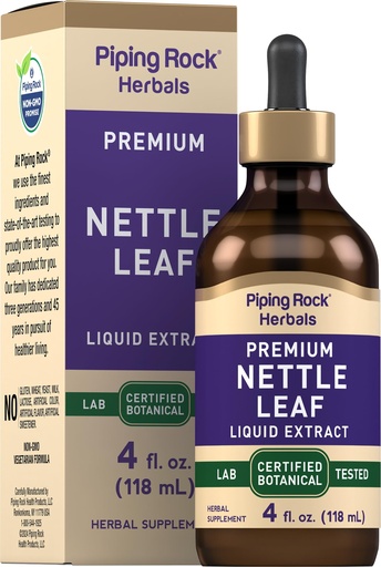[BRSROHQEAENBSADX] Piping Rock Nettle Leaf Extract Liquid | 4 Fl Oz | Herbal Botanical Tincture | Alcohol Free Drops | Urtica Dioica | Non GMO, Gluten Free Supplement