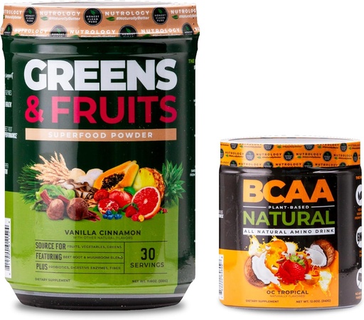 [BRSRAZD5PIBGOCQZ] Nutrology Greens & Fruits Powder-Naturally Sourced Superfood, Vanilla Cinnamon (30 Servings) BCAA Natural, Plant Based BCAA Powder, Orange Coconut Flavor (30 Servings)