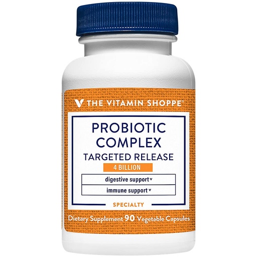 [BRSWIZQ4B4MR6EIV] The Vitamin Shoppe Probiotics 4 Billion CFU - Digestive Health, Gut Flora Balance & Immune System Support (90 Vegetable Capsules)