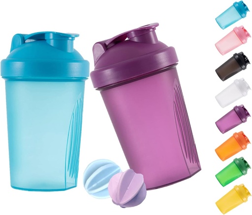 [BRSRMFQ5DMIGY33J] Shaker Bottle Protein Shakes and 16-Ounce/400ML Shaker-Bottle with Whisk Balls,Non-BPA plastic(Blue+Purple(2PCS))
