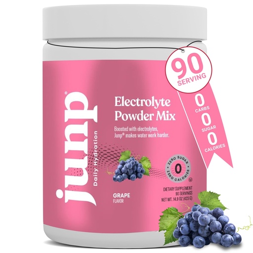 [BRSWYHYLOUAWCGTB] JUNP Electrolytes Powder No Sugar No Carbs – Vine Ripened Grape Keto Electrolyte Drink Mix - Potassium & Salt Hydration Powder Electrolytes Zero Calorie Sugar Free Electrolyte Powder, 90 Servings