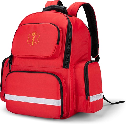 [BRSWYGAOCMARA3IZ] Trunab First Responder Bag Trauma Backpack Empty, Medical Emergency Kits Storage Jump Bag Pack for EMT, EMS, Police, Firefighters, Safety Officers - Patented Design Red