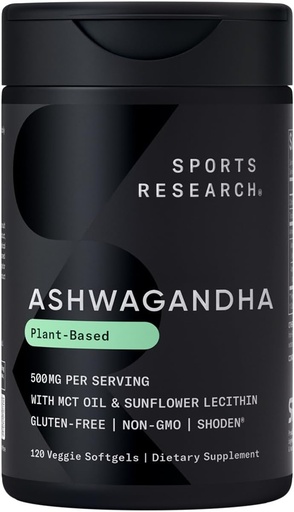 [BRSROBD3C4HWKDTZ] מחקר ספורט ® Ashwagandha Softgels עם שמן קוקוס MCT - Natural Ayurvedic Fitogen Made with Shoden® אשווה להרגעה, Calm & Sleep Support - Gluten Free & Vegan Friendly - 120 Count Count