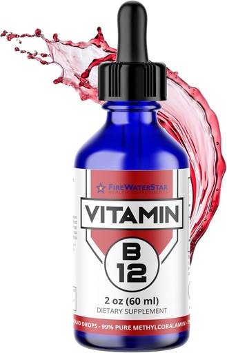 [BRSRMAYZCV5WMFL6] FWS Liquide B12 gouttes Vitamine B12 Supplément 5000 mcg Sublingual Méthylcobalamine Organique Non-OGM Vegan Haute Absorption Méthyl B12 Dosage réglable Soutiens Production d'énergie accrue