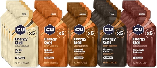 [BRSWECQKOQFBYGYZ] GU Energy Original Sports Nutrition Energy Gel, Vegan, Gluten-Free, Kosher, and Dairy-Free On-the-Go Energy for Any Workout, 24-Count, Assorted Indulgent Flavors