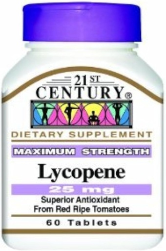 [BRSWIZIDBUEBO2Y7] LYCOPENE , Maximum Strength, 25 mg, TRIPLE VALUE PACK (3X 60 TABLETS) by 21st Century Health Care