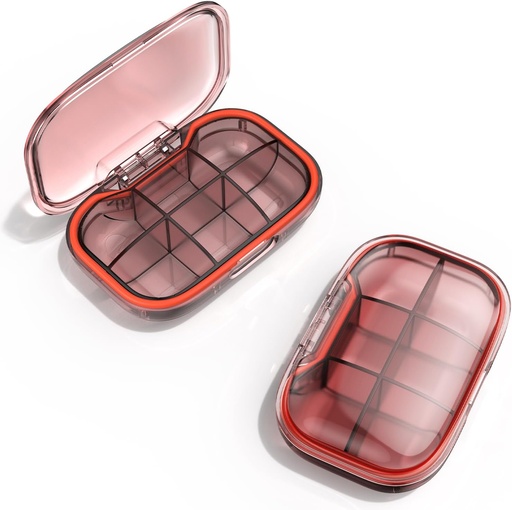 [BRSROCTRAUBQ4H3D] 6 Compartment Travel Pill Box, Pill Organizer Moisture Proof Pill Case, Small Pill Box for Pocket Purse, Daily Portable Medicine Vitamin Box, Fish Oil Box, Supplement Box(Orange)
