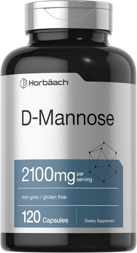 [BRSWGHD6CIDWAF33] Horbäach D-Mannose - 2100mg - 120 Capsules - Highest Potency - Non-GMO, Gluten Free supplement
