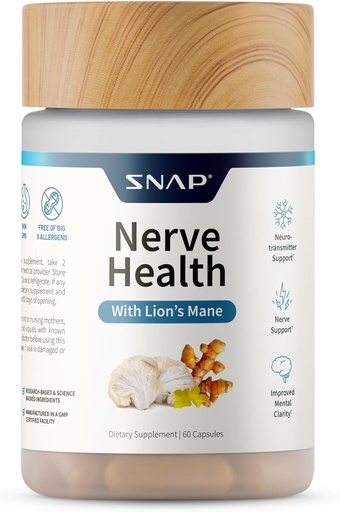 [BRSW2HA6B54BSEIY] Συμπληρώματα Nerve Health Support with Lion’s Mane, Organic Turmeric & Herbs – Υποστηρίζει τη διανοητική σαφήνεια, τη μνήμη, τη λειτουργία εστίασης και νεύρων – 60 κάψουλες