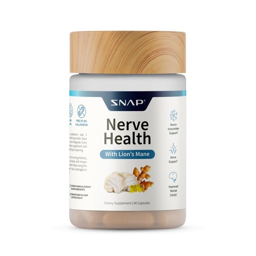 [BRSW2HA6B54BSEIY] Snap Supplements Nerve Health Support with Lion's Mane, Organic Turmeric & Herbs – Neuropathy Supplement for Mental Clarity, Focus & Healthy Nerve Function* – 60 Capsules