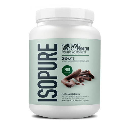 [BRSWGAQNBUFQIYL3] Isopure Plant-Based Protein Powder – 20g Organic Pea and Rice Protein with a Complete Amino Acid Profile – Supports Muscle Recovery & Lean Nutrition, Chocolate, 20 Servings