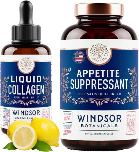 [BRSROCYTDMDQAH3Z] WINDSOR BOTANICALS Liquid Collagen and Appetite Suppressant Beauty and Wellness Bundle