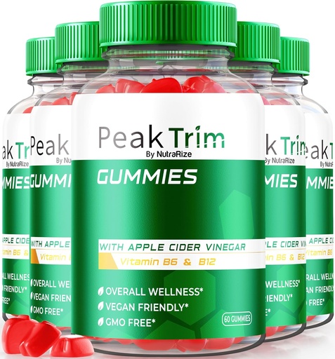 [BRSRAEAFOAMWODI2] (5 Pack) PeakTrim Keto Gummies, Official PeakTrim Keto ACV Gummies, All Natural Keto Gummy, Apple Cider Vinegar 1000MG, Maximum Strength Weight Loss Supplement to Support Fitness, Review (300 Gummies)