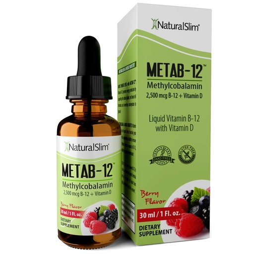 [BRSRMYYZA56GE3TJ] NaturalSlim Liquid B12 Vitamins with Vitamin D - Metab-12 Methylcobalamin 2500 mcg B12 Sublingual Drops for Metabolism, Energy, & Immune Support - Berry Flavor 1 fl oz