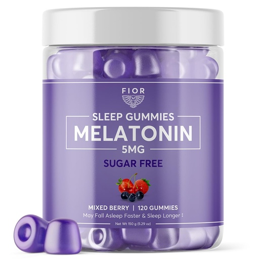 [BRSROFICBYIAE2DF] FIOR Sugar Free 120-Count Sleep Aid & Calm Gummies, Melatonin Gummies Sleep Aids for Adults & Kids. Gummy Vitamins for Sleep. Adults & Kids Melatonin & L-Theanine Gummies Natural Herbal Sleep Aid.