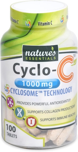 [BRSRMCAQOYIAAYDU] NATURE'S ESSENTIALS Liposomal Vitamin C | Cyclo-C 1000mg | Bioflavonoids + Cyclodextrin Maximum Absorption Formula | 3 Month Supply | Non-GMO | Gluten-Free | Vegetarian | Count (100)
