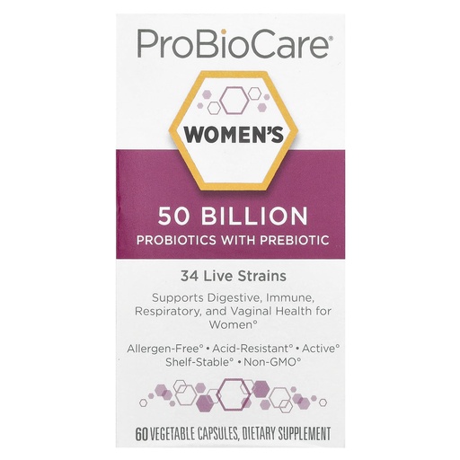 [BRSWYZQDCMIA433P] ProBioCare Probiotics for Women, 50 Billion CFUs Multi-Strain Probiotic Supplement, Supports Digestive, Immunity, Respiratory, and Vaginal Health for Women, Gluten Free, 60 Capsules