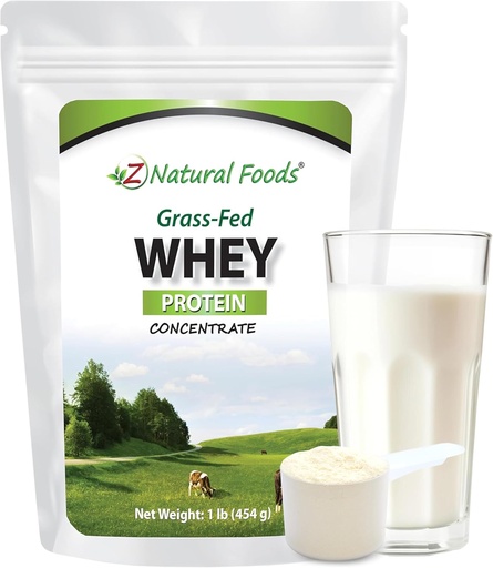 [BRSWYEL6OEFQGCYY] Z Natural Foods Grass-Fed Whey протеїн Концентрат - Чистий Whey Білок Порошок з Нової Зеландії - холодний оброблений чистий сирий протеїн з ефірними амінокислотами для харчування та фітнесу, Нефлаворед, 1 фунт