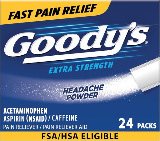 [BRSWIEYHB56GY3IZ] Bệnh đau đầu của Goody’s headache Powder phụ thêm sức mạnh giảm đau, thuốc giảm đau ba lần hành động với Aspirin, Acetaminophen & Caffeine, 24 bá tước