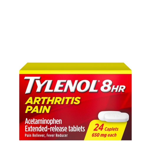 [BRSWIZT2OAARQH32] Tylenol 8 Hour Arthritis Pain Relief Extended-Release Tablets, 650 mg Acetaminophen, Joint Pain Reliever & Fever Reducer Medicine, Oral Pain Reliever for Arthritis & Joint Pain, 24 Count
