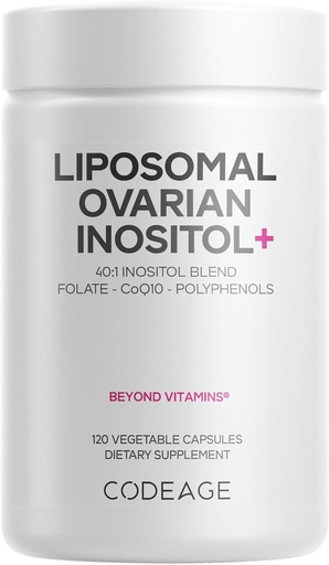 [BRSRMBIYPMPW2E3Z] Koda Liposomski inozitol jajčnika+ dodatek - Myo-Inositol & D-Chiro-Inositol 40:1 Mešanica, Folat 5-MTHF, CoQ10, Pomegranat & Wild Blueberry, liposomska dostava, ne-GMO, Gluten-free - 120 kapsul