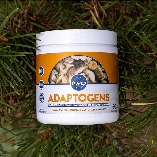 [BRSW2FACBZ5BEG3A] TruWild Adaptogens Vegan Capsule Supplement w/Ashwagandha + Maca w/Full Spectrum Mushrooms – All Natural – 40 Servings