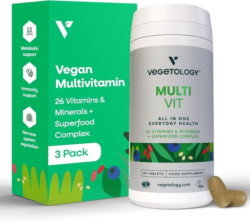 [BRSROYYFCMCG22YV] MultiVitamin Supplement, Vegan Multivitamins, 26 Βιταμίνη & Ορυκτά για Μεταβολική & Ανοσολογική Υποστήριξη – Πολυβιταμίνη για Γυναίκες & Άνδρες (3 Pack)