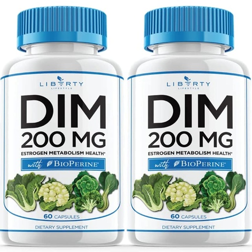 [BRSW2CAQCVYQIFLA] Liberty Lifestyle DIM Supplement 200mg - DIM Diindolylmethane Plus BioPerine - Estrogen Balance, Hormone Menopause Relief, Acne Treatment, Vegan - 120 Count