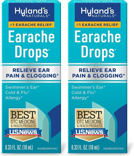 [BRSWIYYMOJ4RCHLO] Hyland's Earache Drops, Natural Relief of Swimmer's Ear, Cold and Flu, Allergy Symptoms, Ages 4 and up: (2 Pack)