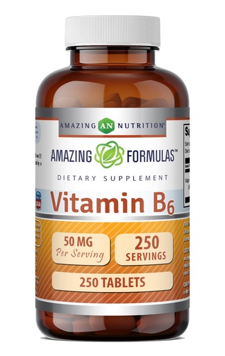 [BRSWGCQBBUFWC3Y2] Amazing Formulas Vitamin B6 Pyridoxine 50mg 250 Tablets Supplement | Non GMO | Gluten Free | Made in USA