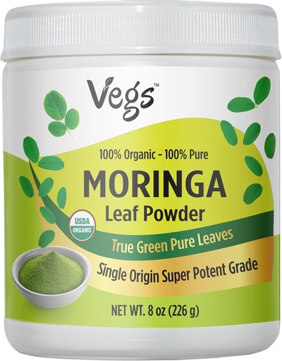 [BRSROCAHB4MRA23J] Moringa prašek, Real Green Freeze Suhi Moringa Leaves Organic, Bogati antioksidanti, Aminokisline in hranila Dens - Native Single Origin, Premium Harvest Moringa Oleifera Leaf Powder, 8 oz