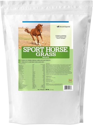[BRSRAHAZDIPRE3LG] Sport Grass Pellets | Horse Probiotics, Prebiotics, Vitamins & Minerals, Horse Vitamin E Supplement for Athlete Equines | Provides Amino Acids for Muscle Support | 30 lb Bag