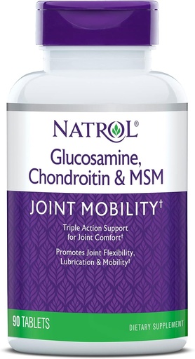 [BRSRMAL7DENQYHIZ] Natrol Glucosamine, Chondroitin and MSM, Joint Mobility, Tablets, 90 Count (Pack of 12)