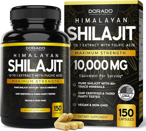 [BRSRAGA6B57BUCA6] Shilajit with 85+ Trace Minerals (150 Capsules, 1000mg Extract per Serving) Pure Shilajit Capsules for Men & Women with Fulvic Acid for Immune Support - Third Party Tested, Non GMO, Vegan & USA Made