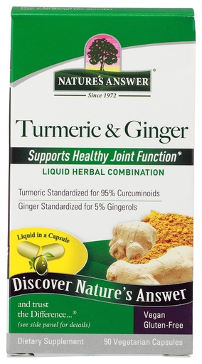 [BRSWI2QZOMAQIYDK] Nature's Answer Turmeric and Ginger Capsules 90 Count | Joint Support | Gluten-Free | Vegan | Single Count