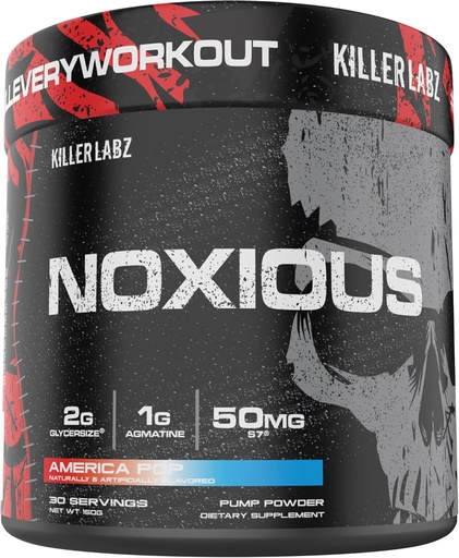 [BRSROYYCDF4GA3I2] Noxious Extreme Nitric Oxide Booster Pump Pre-Workout Powder | Endurance and Muscle Building | 30 Servings (America Pop)