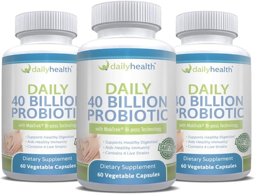 [BRSWYED7PIBQI2D3] Daily Probiotic 40 Billion CFU MakTrek Bi-Pass Technology Digestion Immune Health 180 Veggie Capsules