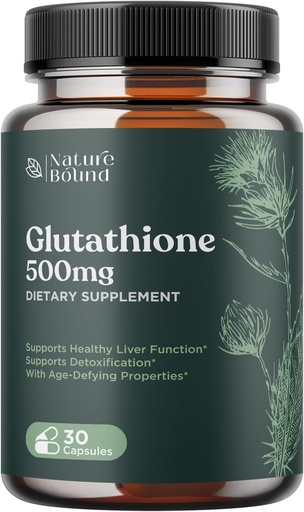 [BRSWKGITOUNG2AY3] Glutathione Skin Whitening Pills for Men and Women - Pure GSH Supplement 500 mg with Natural Milk Thistle Extract Silymarin - Antioxidant Support ALA - Boost Immune System by Nature Bound