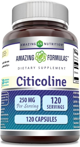 [BRSWEC3YDN7QIG32] Hämmastav valem Citicoline 250 mg | Kapslite täiendus | Mitte-GMO | Gluteenivaba | Valmistatud USAs (120 loend)