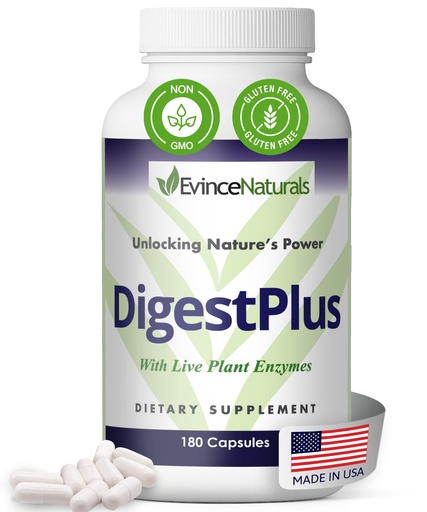[BRSWIY3YDN5RSCTE] DigestPlus Digestive Enzymes - Plant-Based Enzymes for Digestion Support, Helps Reduce Bloating & Gas - Pure Enzyme Formula for Nutrient Absorption - Digestion Supplement, 180 Capsules